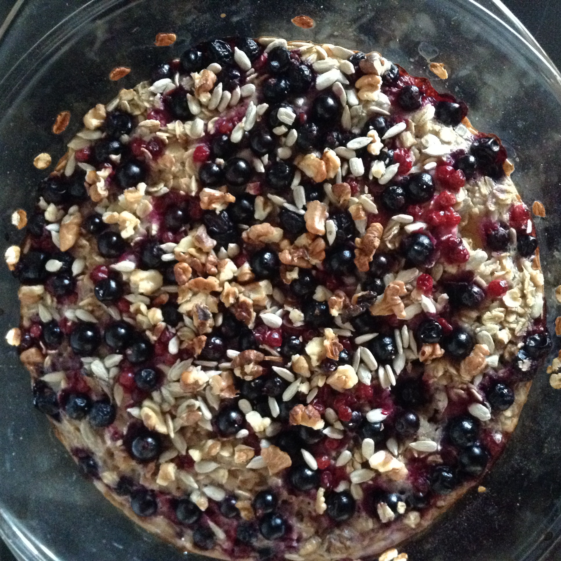 Photo of forest berries banana baked oatmeal.