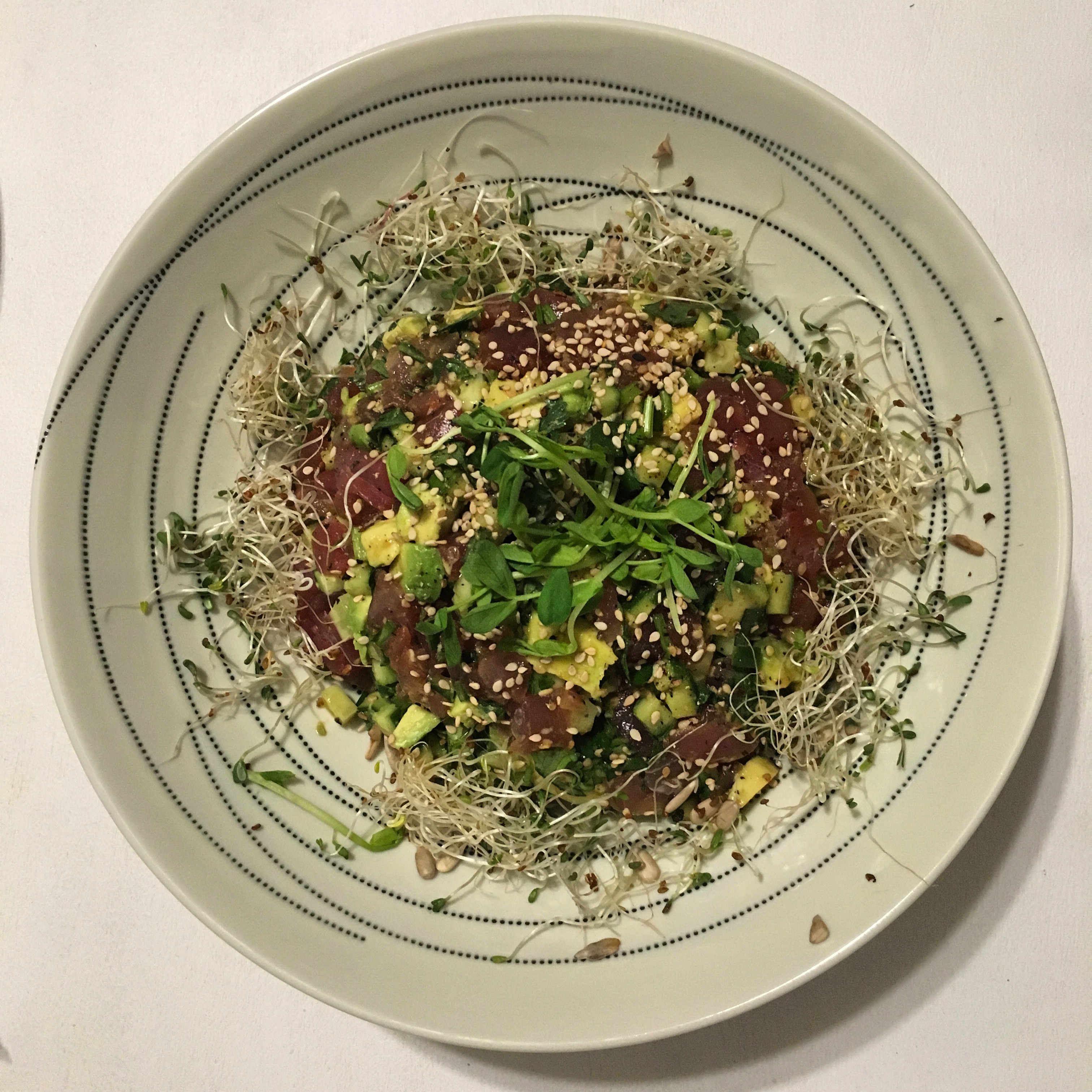 tuna tartare with wasabi dressing